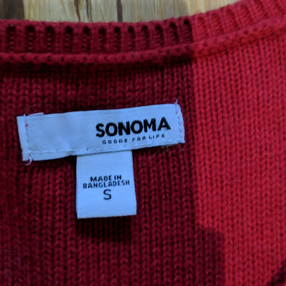 Sonoma red v neck lightweight loose weave sweater - Picture 2 of 5